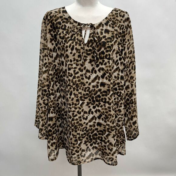 Metro 22 Tops - Metro‎ 22 Women's Top 3X Brown Animal Print